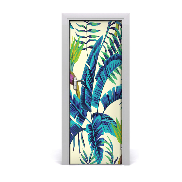 Autocollant de porte Feuilles tropicales