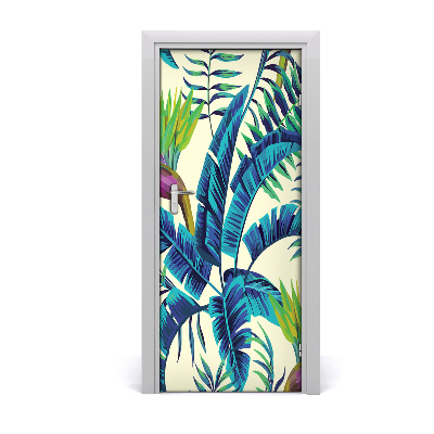 Autocollant de porte Feuilles tropicales