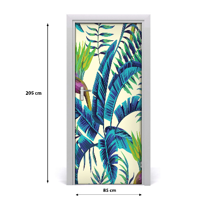 Autocollant de porte Feuilles tropicales