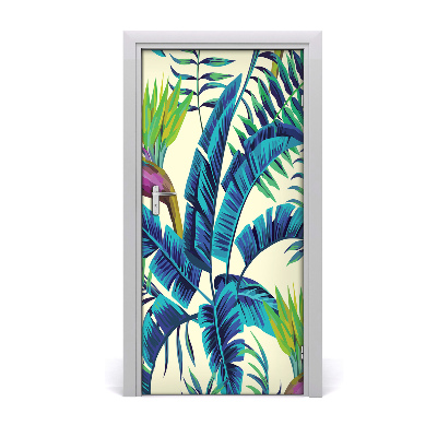 Autocollant de porte Feuilles tropicales