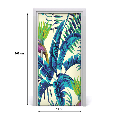 Autocollant de porte Feuilles tropicales