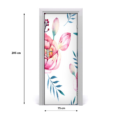 Autocollant de porte Pivoines