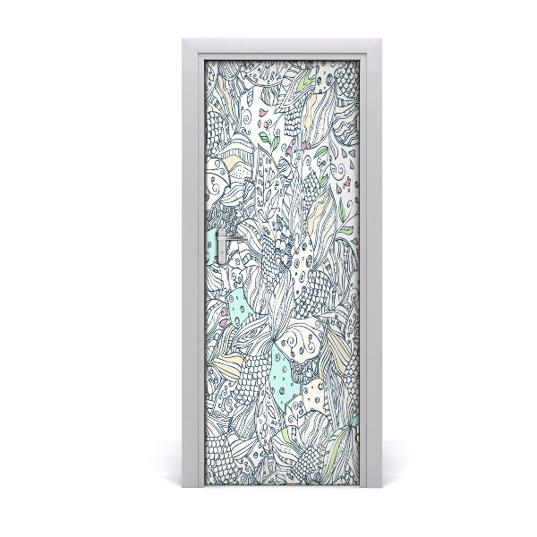 Autocollant de porte Fleuri motif