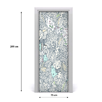 Autocollant de porte Fleuri motif