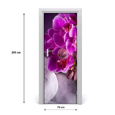 Sticker de porte Orchidée rose