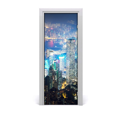 Stickers porte interieur Hong kong la nuit