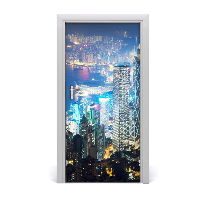 Stickers porte interieur Hong kong la nuit