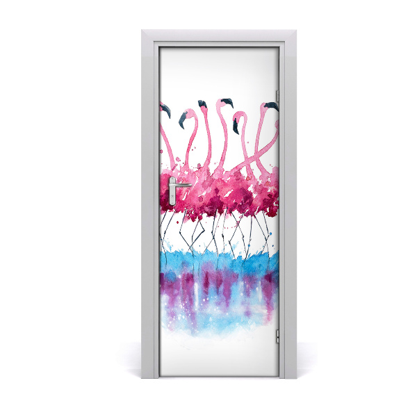 Sticker porte Flamingos