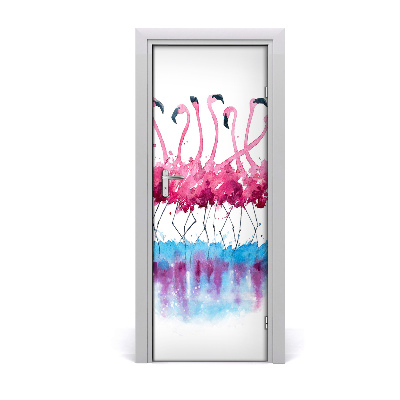 Sticker porte Flamingos