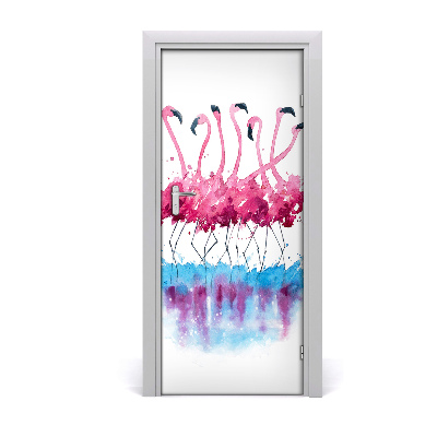 Sticker porte Flamingos