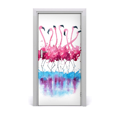 Sticker porte Flamingos