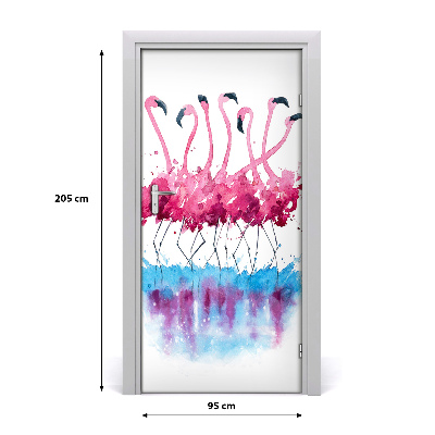 Sticker porte Flamingos