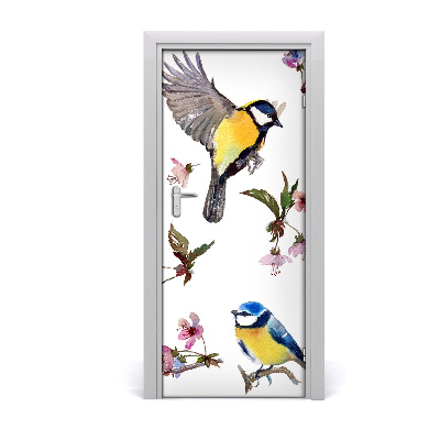 Sticker porte Oiseaux et fleurs