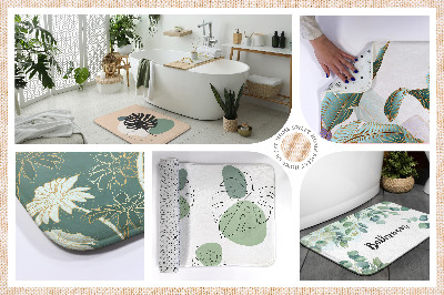 Tapis de bain Tapis de bain Composition fleurs oiseaux