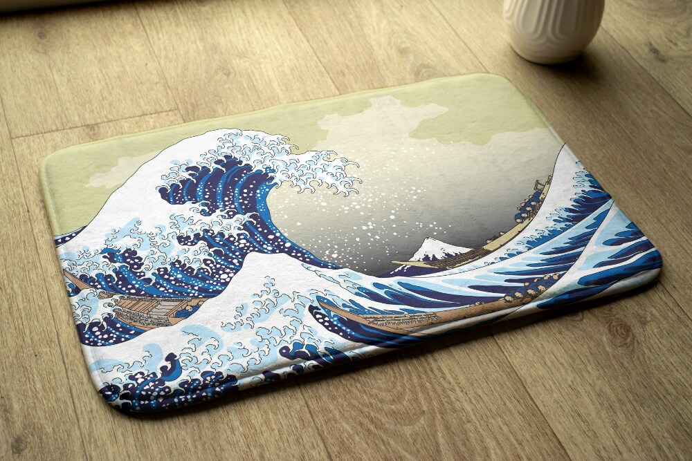 Tapis d'entrée original motif vague japonaise