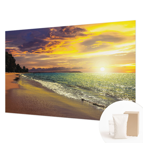 Tapisserie panoramique avec motif de plage au coucher du soleil