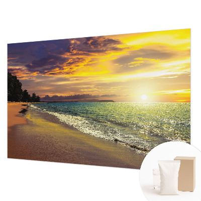 Tapisserie panoramique avec motif de plage au coucher du soleil
