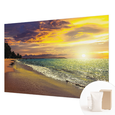 Tapisserie panoramique avec motif de plage au coucher du soleil