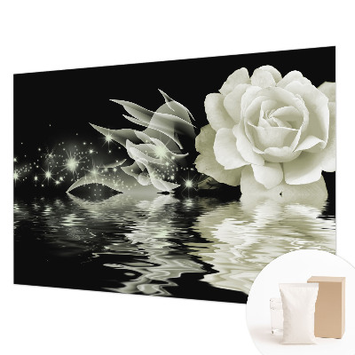 Papier peint panoramique sur mesure avec un motif de rose éclatante