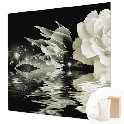 Papier peint panoramique sur mesure avec un motif de rose éclatante