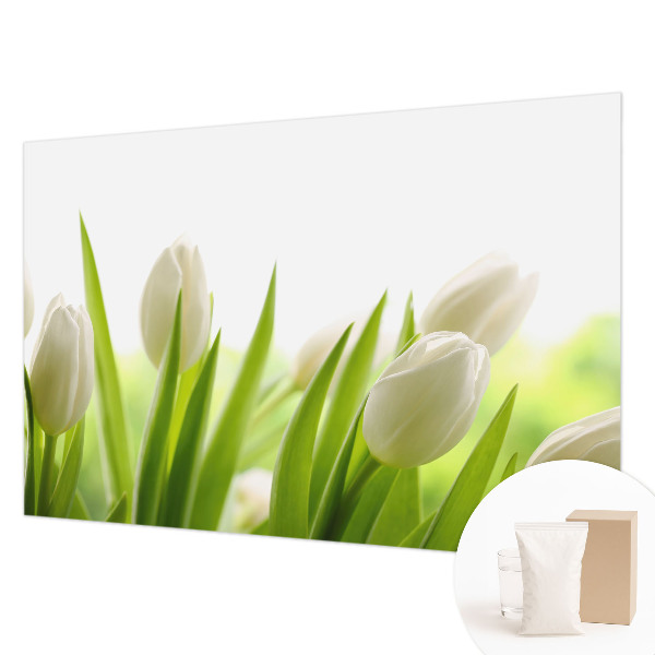 Papier peint panoramique chambre à motif de tulipes blanches