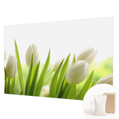 Papier peint panoramique chambre à motif de tulipes blanches