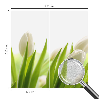 Papier peint panoramique chambre à motif de tulipes blanches