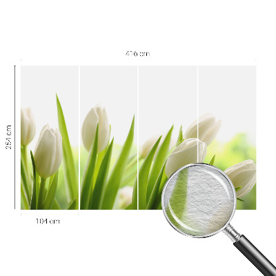 Papier peint panoramique chambre à motif de tulipes blanches