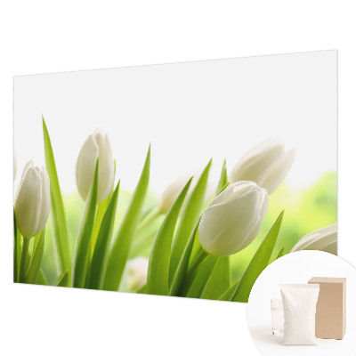 Papier peint panoramique chambre à motif de tulipes blanches