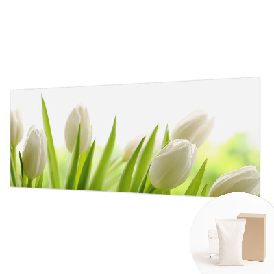 Papier peint panoramique chambre à motif de tulipes blanches