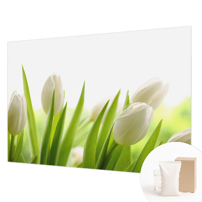 Papier peint panoramique chambre à motif de tulipes blanches