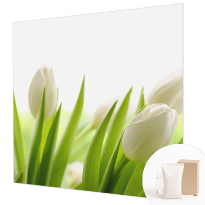 Papier peint panoramique chambre à motif de tulipes blanches