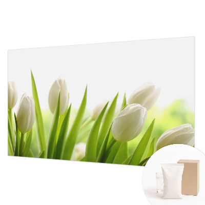 Papier peint panoramique chambre à motif de tulipes blanches