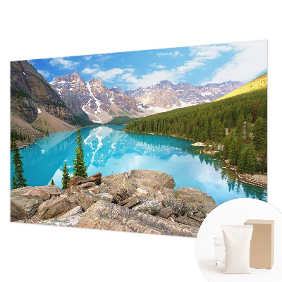 Papier peint panoramique enfant avec un motif de lac bleu