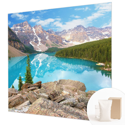 Papier peint panoramique enfant avec un motif de lac bleu