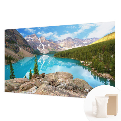 Papier peint panoramique enfant avec un motif de lac bleu