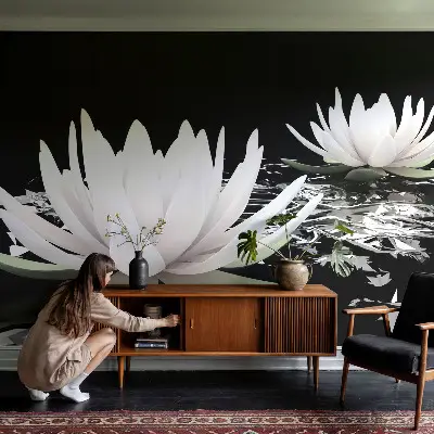 Papier peint photographique intissé fleurs aquatiques