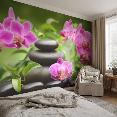 Papier peint salon moderne Orchideové kamene