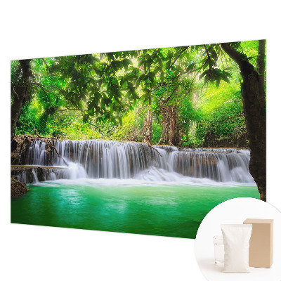 Papier peint panoramique moderne avec un motif de cascade forestière