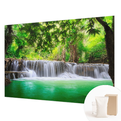 Papier peint panoramique moderne avec un motif de cascade forestière
