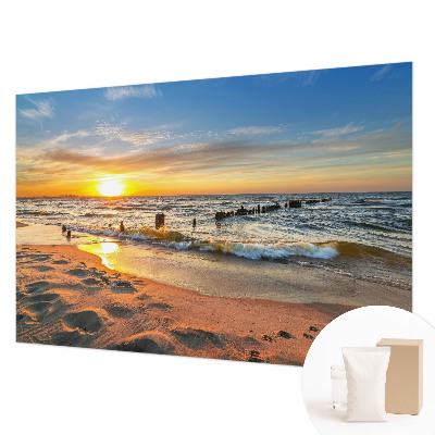 Tapisserie murale avec un motif de coucher de soleil sur la plage