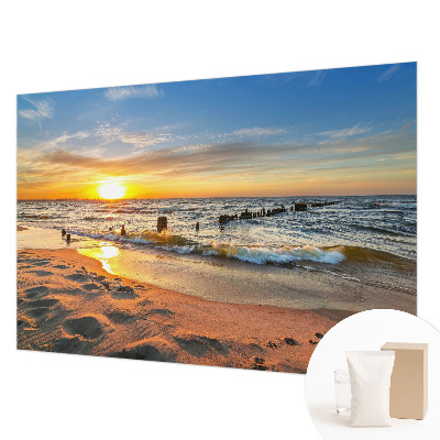 Tapisserie murale avec un motif de coucher de soleil sur la plage