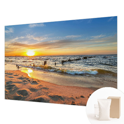 Tapisserie murale avec un motif de coucher de soleil sur la plage