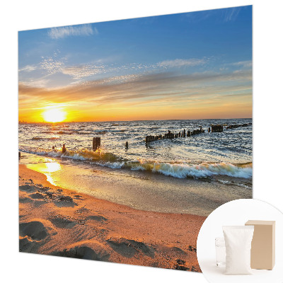 Tapisserie murale avec un motif de coucher de soleil sur la plage
