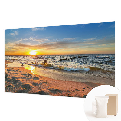 Tapisserie murale avec un motif de coucher de soleil sur la plage