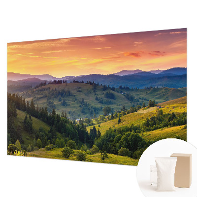 Papier peint panoramique chambre avec un motif de paysage de montagne