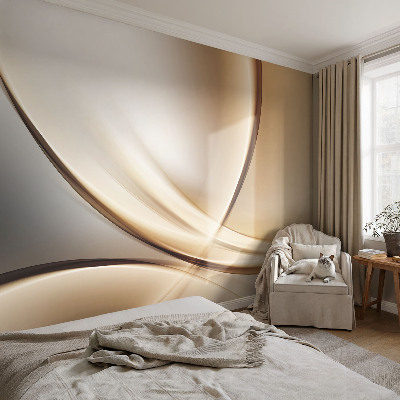Papier peint panoramique chambre adulte avec des lignes courbes
