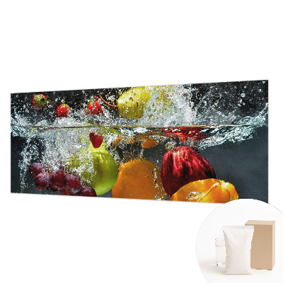 Papier peint panoramique chambre adulte avec un motif de fruits dans l'eau