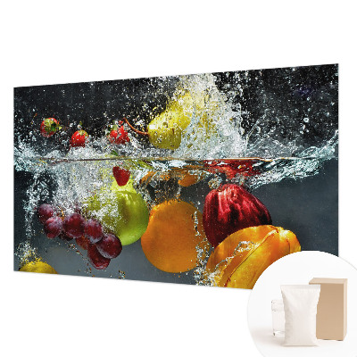 Papier peint panoramique chambre adulte avec un motif de fruits dans l'eau