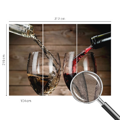 Papier peint panoramique chambre avec un motif de verres à vin